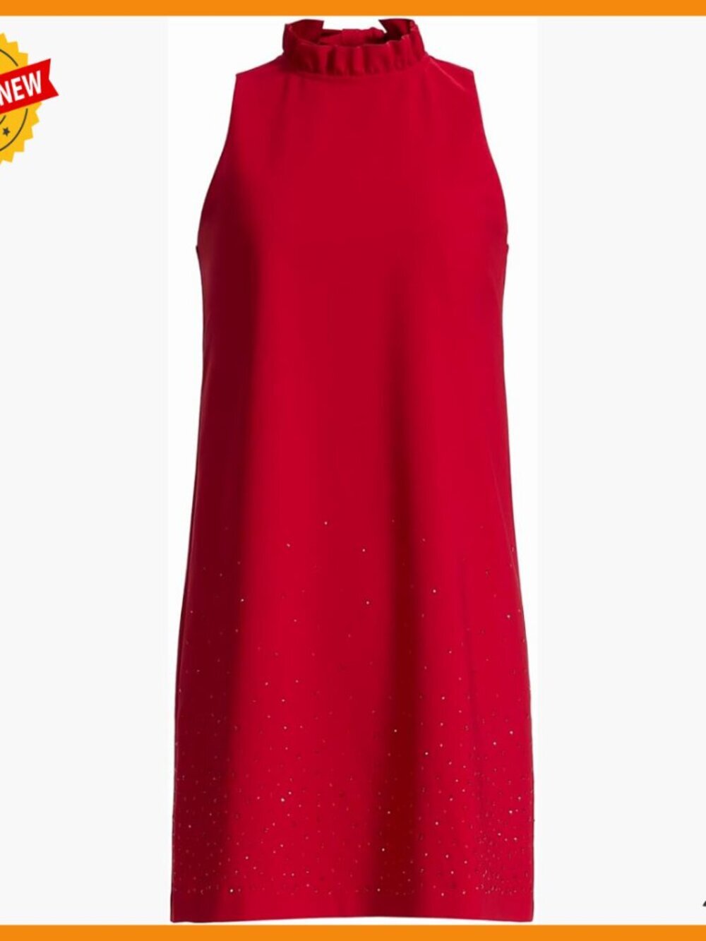 Sleeveless Ruffle Neck Shift Dress Tailored Fit Premium Fabric